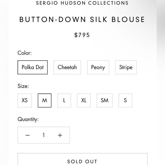 SERGIO HUDSON | NEW Silk Button Down Black/White Polka Dot Blouse Women’s Size M - Picture 13 of 14